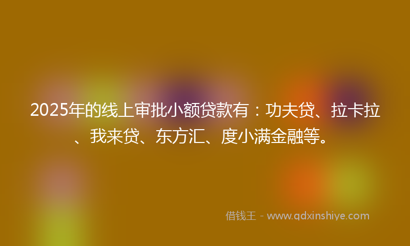 2025年的线上审批小额贷款有：功夫贷、拉卡拉、我来贷、东方汇、度小满金融等。