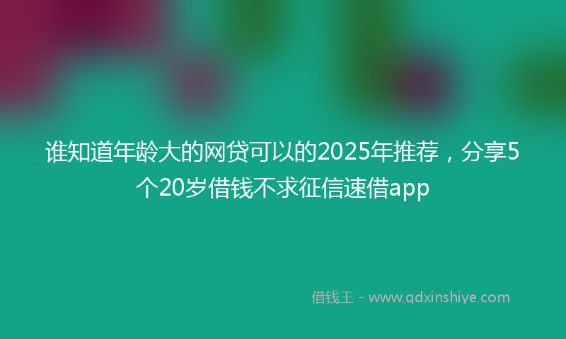 谁知道年龄大的网贷可以的2025年推荐，分享5个20岁借钱不求征信速借app
