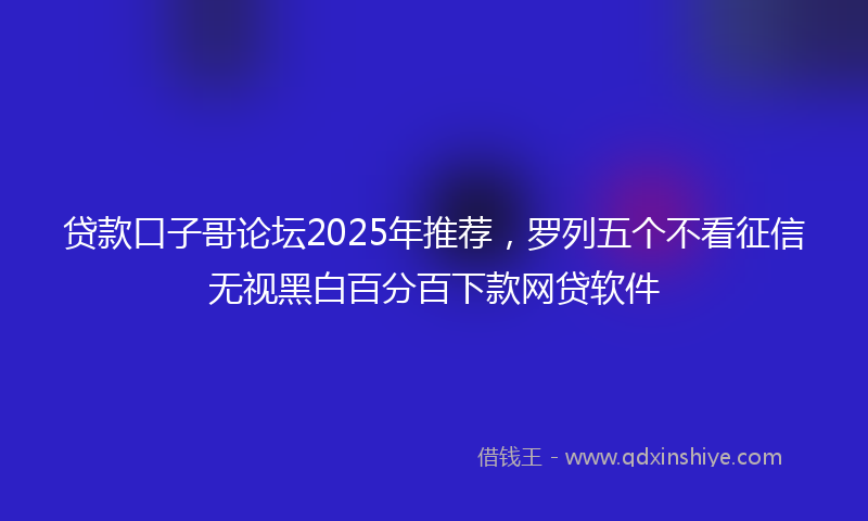 贷款口子哥论坛2025年推荐，罗列五个不看征信无视黑白百分百下款网贷软件
