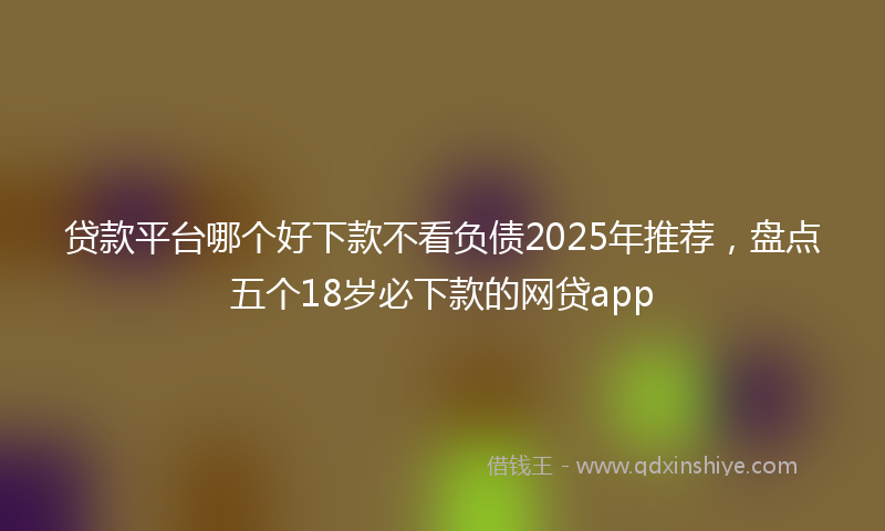 贷款平台哪个好下款不看负债2025年推荐，盘点五个18岁必下款的网贷app