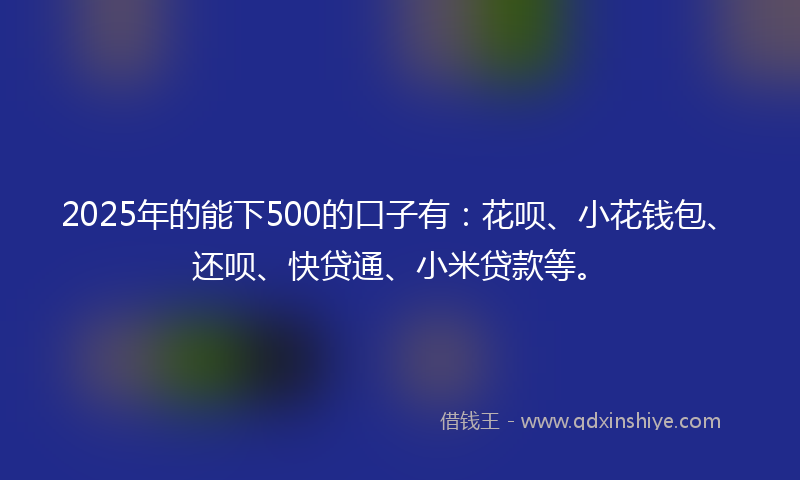 2025年的能下500的口子有：花呗、小花钱包、还呗、快贷通、小米贷款等。