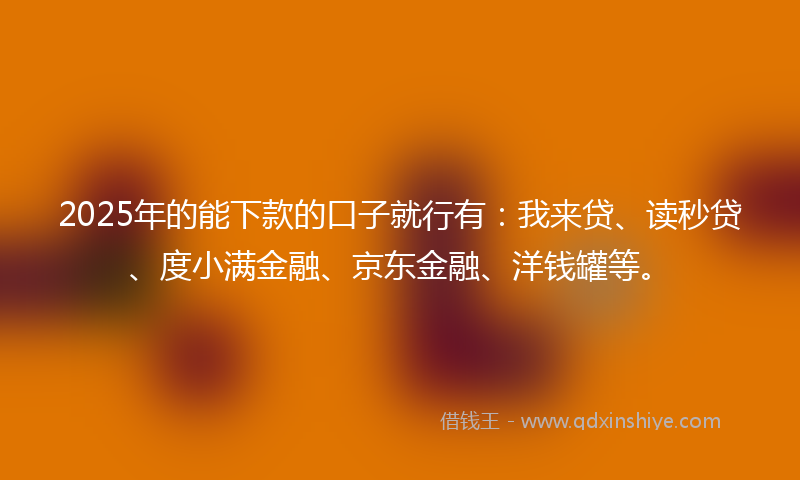 2025年的能下款的口子就行有：我来贷、读秒贷、度小满金融、京东金融、洋钱罐等。