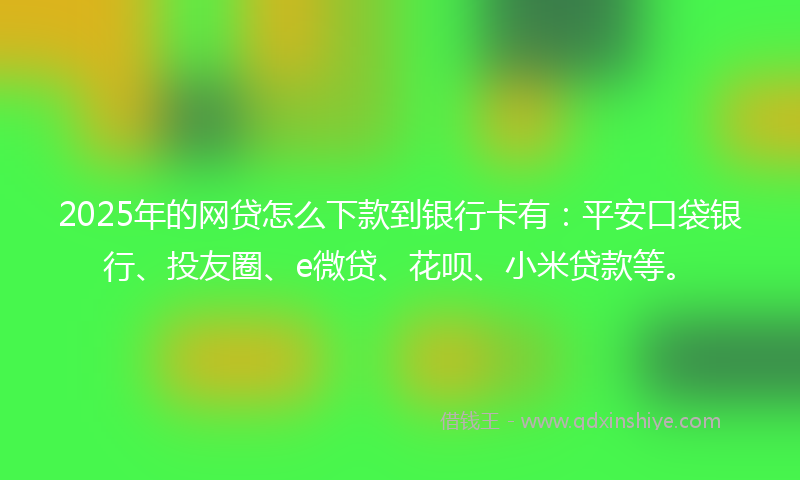 2025年的网贷怎么下款到银行卡有：平安口袋银行、投友圈、e微贷、花呗、小米贷款等。