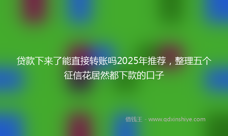 贷款下来了能直接转账吗2025年推荐，整理五个征信花居然都下款的口子