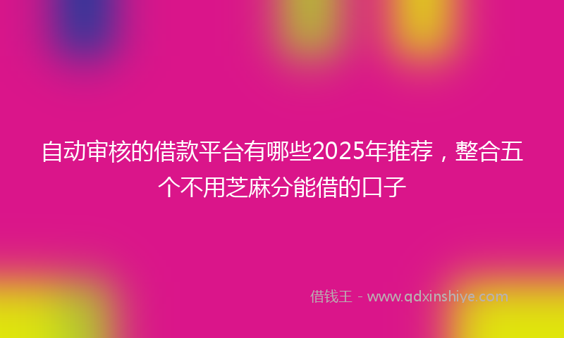自动审核的借款平台有哪些2025年推荐，整合五个不用芝麻分能借的口子