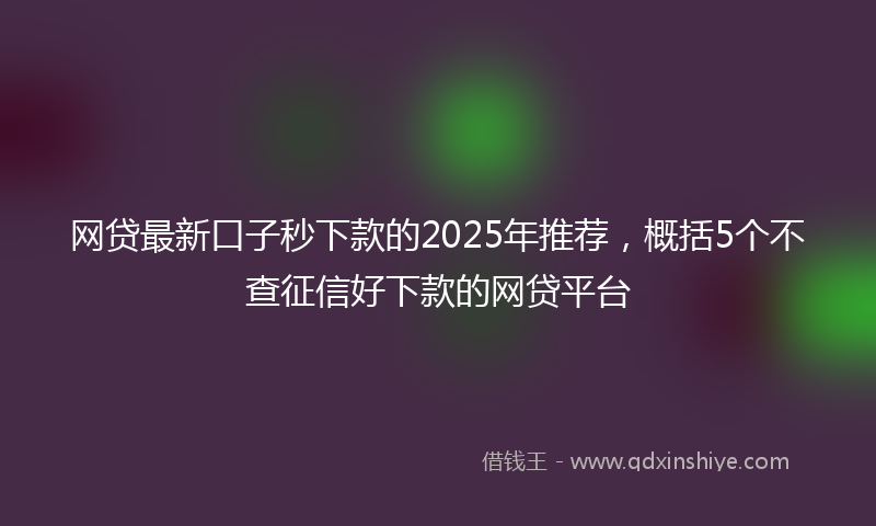网贷最新口子秒下款的2025年推荐，概括5个不查征信好下款的网贷平台