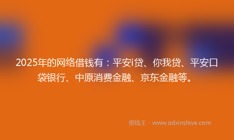 2025年的网络借钱有：平安i贷、你我贷、平安口袋银行、中原消费金融、京东金融等。