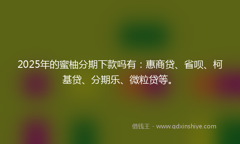 2025年的蜜柚分期下款吗有：惠商贷、省呗、柯基贷、分期乐、微粒贷等。