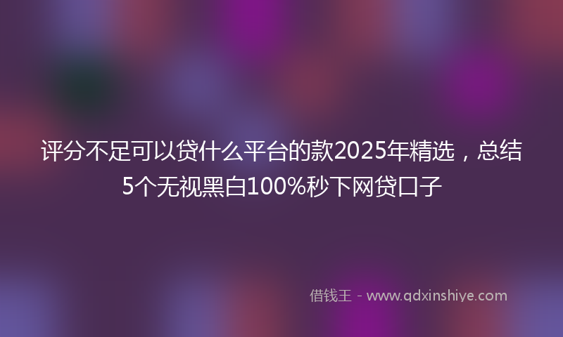 评分不足可以贷什么平台的款2025年精选，总结5个无视黑白100%秒下网贷口子