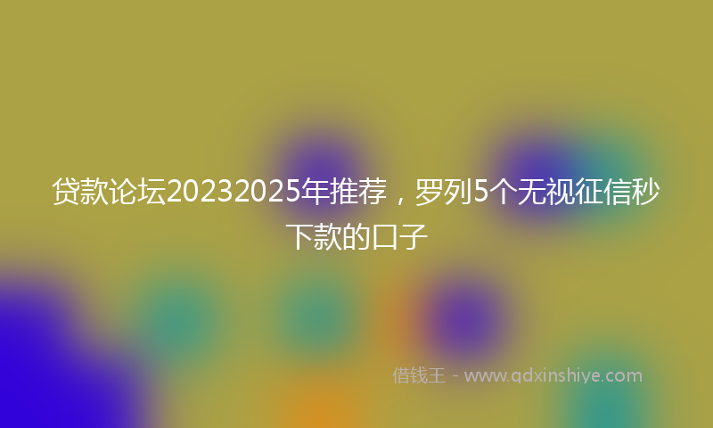 贷款论坛20232025年推荐，罗列5个无视征信秒下款的口子