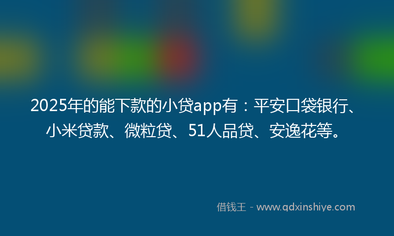 2025年的能下款的小贷app有：平安口袋银行、小米贷款、微粒贷、51人品贷、安逸花等。