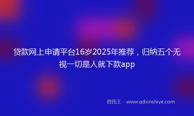 贷款网上申请平台16岁2025年推荐，归纳五个无视一切是人就下款app