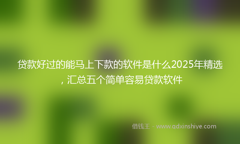 贷款好过的能马上下款的软件是什么2025年精选，汇总五个简单容易贷款软件