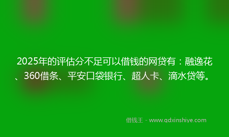 2025年的评估分不足可以借钱的网贷有：融逸花、360借条、平安口袋银行、超人卡、滴水贷等。