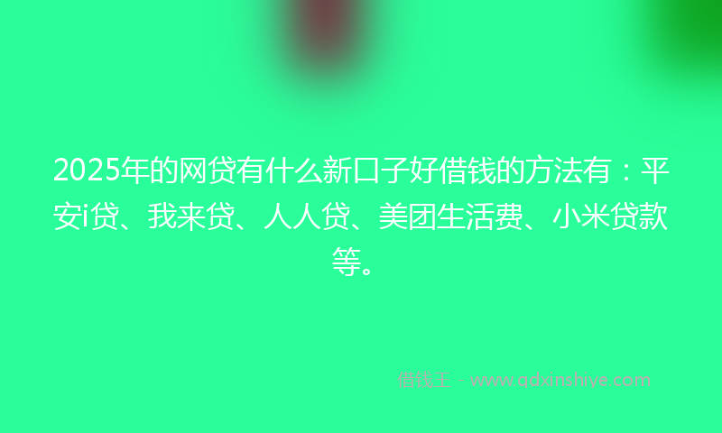 2025年的网贷有什么新口子好借钱的方法有：平安i贷、我来贷、人人贷、美团生活费、小米贷款等。