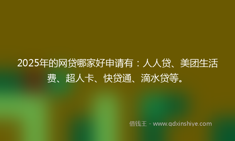 2025年的网贷哪家好申请有：人人贷、美团生活费、超人卡、快贷通、滴水贷等。