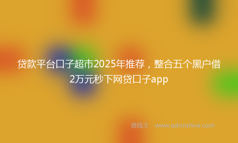 贷款平台口子超市2025年推荐，整合五个黑户借2万元秒下网贷口子app