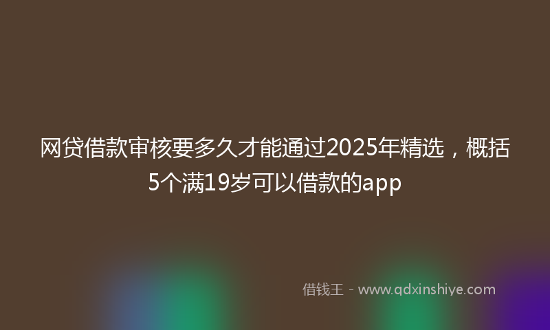 网贷借款审核要多久才能通过2025年精选，概括5个满19岁可以借款的app