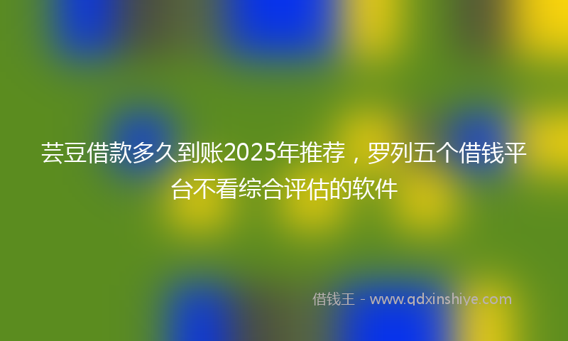 芸豆借款多久到账2025年推荐，罗列五个借钱平台不看综合评估的软件