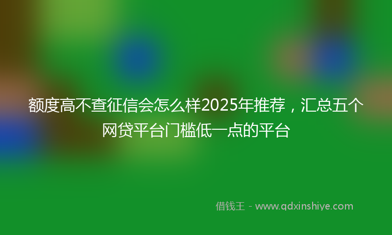 额度高不查征信会怎么样2025年推荐，汇总五个网贷平台门槛低一点的平台