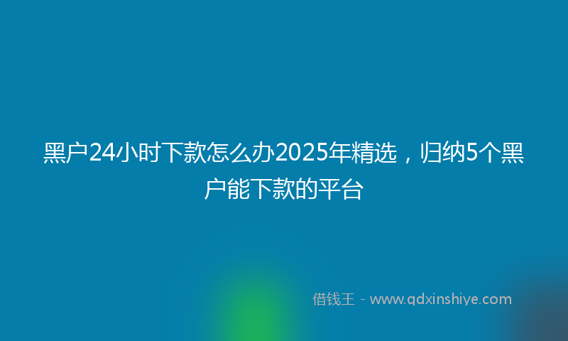 黑户24小时下款怎么办2025年精选，归纳5个黑户能下款的平台