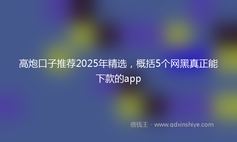 高炮口子推荐2025年精选，概括5个网黑真正能下款的app