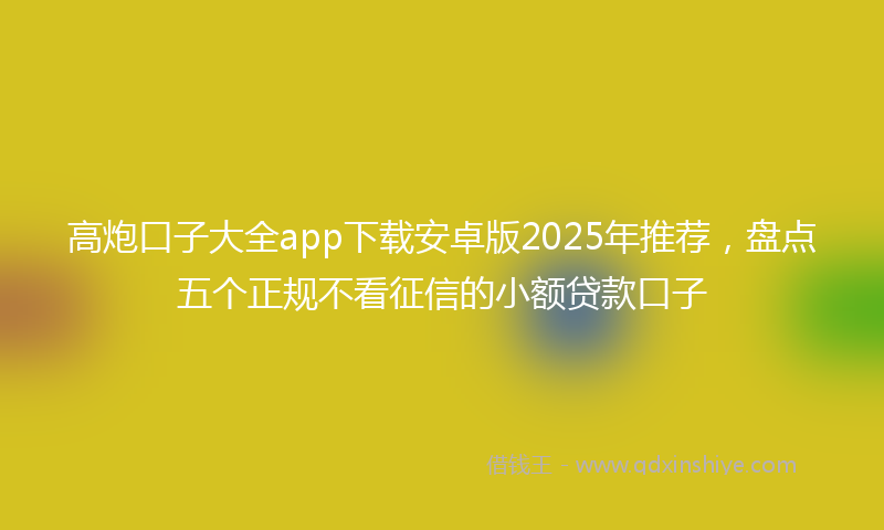 高炮口子大全app下载安卓版2025年推荐，盘点五个正规不看征信的小额贷款口子