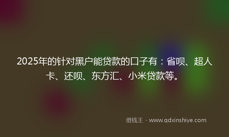 2025年的针对黑户能贷款的口子有：省呗、超人卡、还呗、东方汇、小米贷款等。