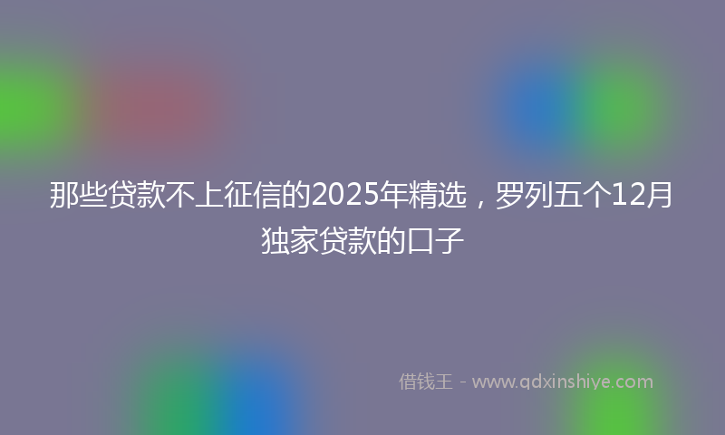 那些贷款不上征信的2025年精选，罗列五个12月独家贷款的口子
