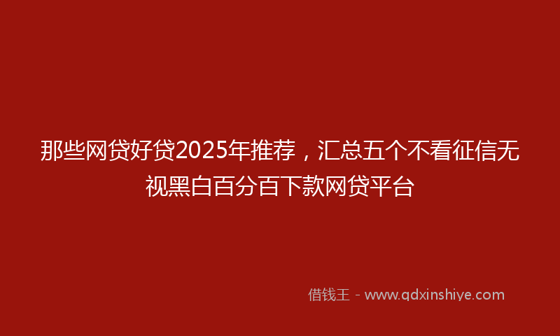 那些网贷好贷2025年推荐，汇总五个不看征信无视黑白百分百下款网贷平台