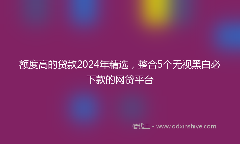 额度高的贷款2024年精选，整合5个无视黑白必下款的网贷平台