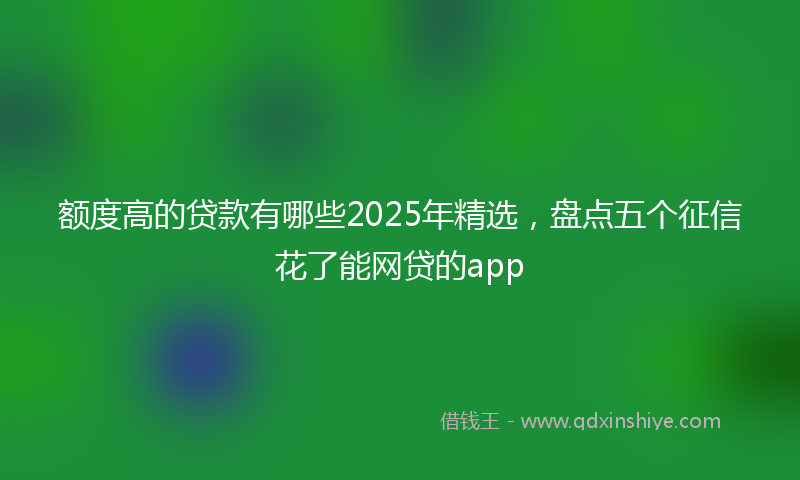 额度高的贷款有哪些2025年精选，盘点五个征信花了能网贷的app