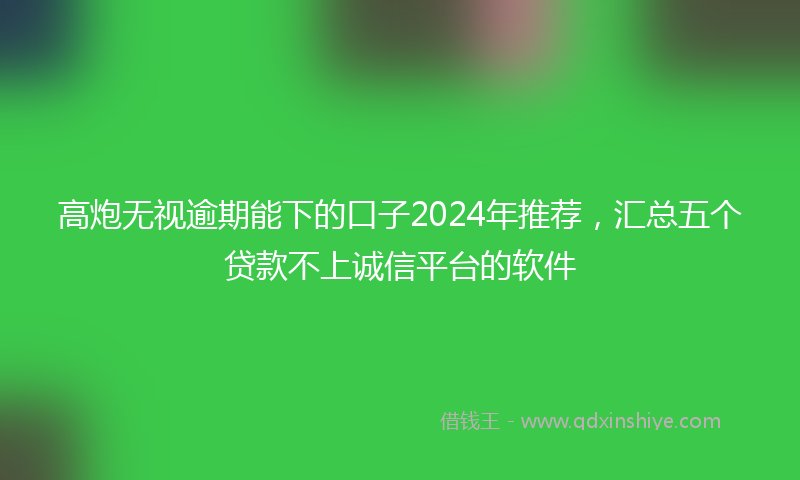 高炮无视逾期能下的口子2024年推荐，汇总五个贷款不上诚信平台的软件