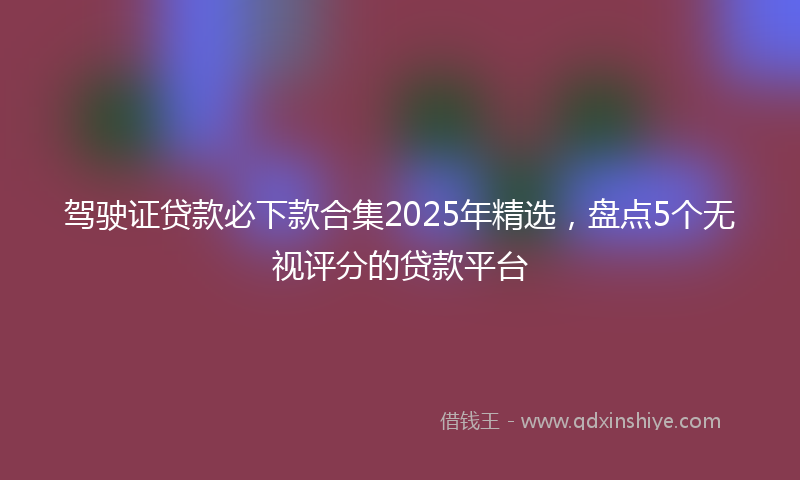 驾驶证贷款必下款合集2025年精选，盘点5个无视评分的贷款平台
