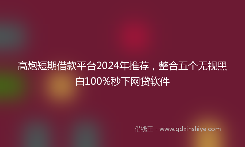 高炮短期借款平台2024年推荐，整合五个无视黑白100%秒下网贷软件