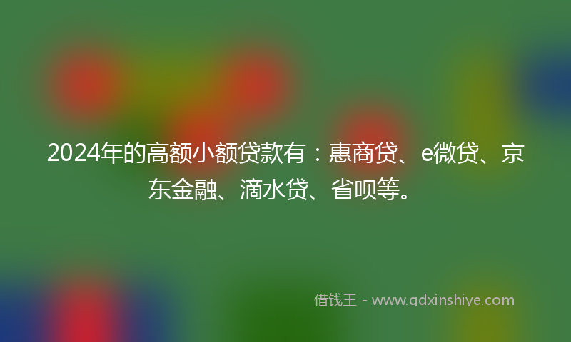 2024年的高额小额贷款有：惠商贷、e微贷、京东金融、滴水贷、省呗等。