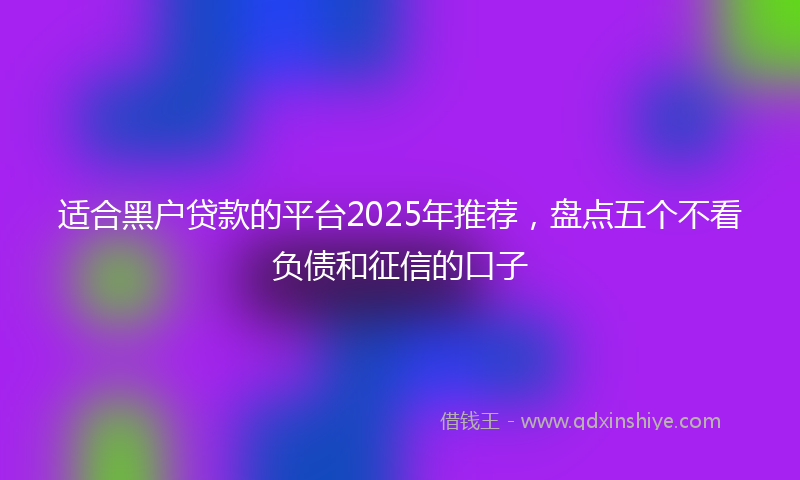 适合黑户贷款的平台2025年推荐，盘点五个不看负债和征信的口子
