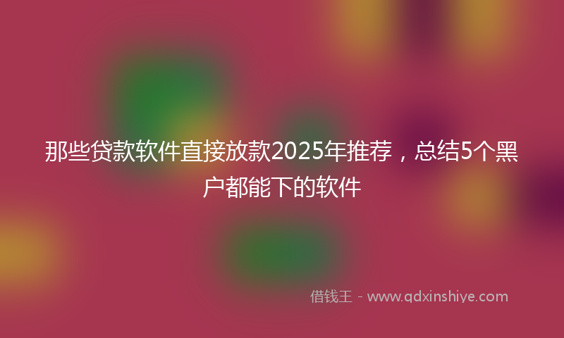 那些贷款软件直接放款2025年推荐，总结5个黑户都能下的软件