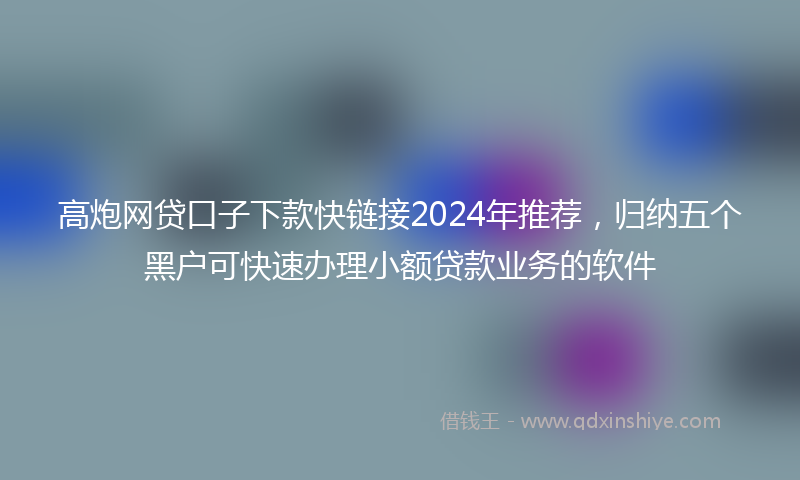 高炮网贷口子下款快链接2024年推荐，归纳五个黑户可快速办理小额贷款业务的软件