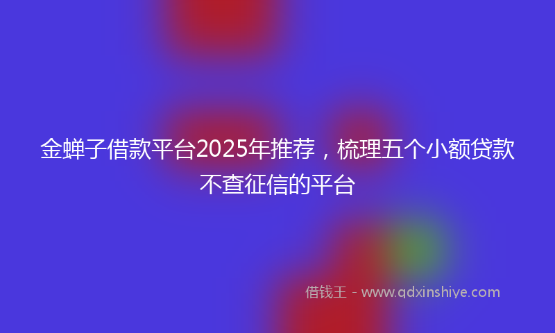 金蝉子借款平台2025年推荐，梳理五个小额贷款不查征信的平台