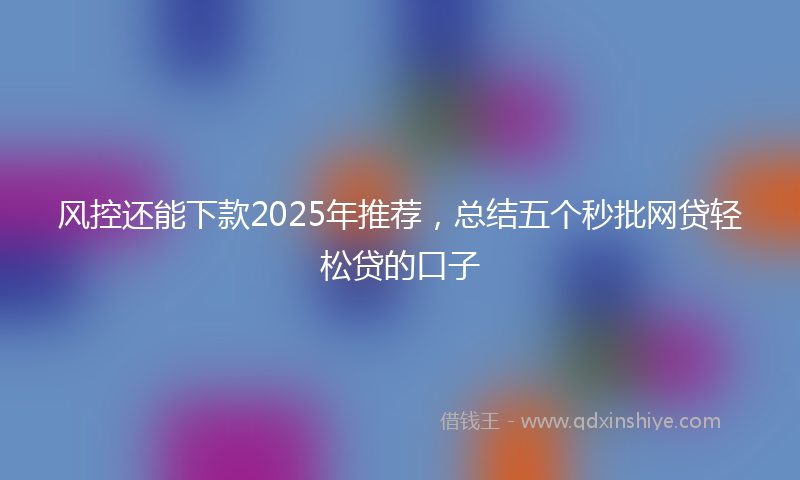 风控还能下款2025年推荐，总结五个秒批网贷轻松贷的口子