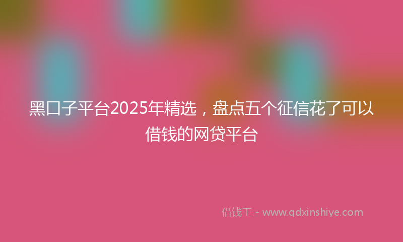 黑口子平台2025年精选，盘点五个征信花了可以借钱的网贷平台