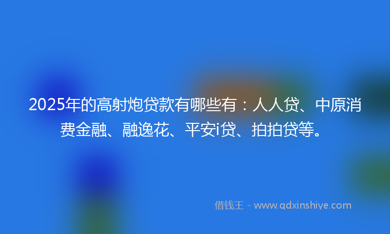 2025年的高射炮贷款有哪些有：人人贷、中原消费金融、融逸花、平安i贷、拍拍贷等。