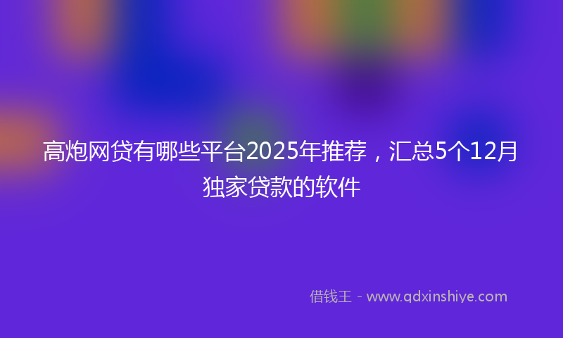 高炮网贷有哪些平台2025年推荐，汇总5个12月独家贷款的软件