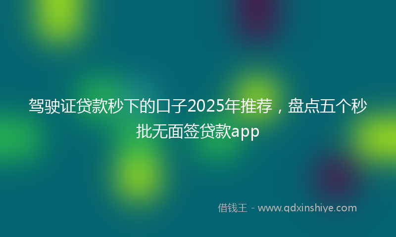 驾驶证贷款秒下的口子2025年推荐，盘点五个秒批无面签贷款app