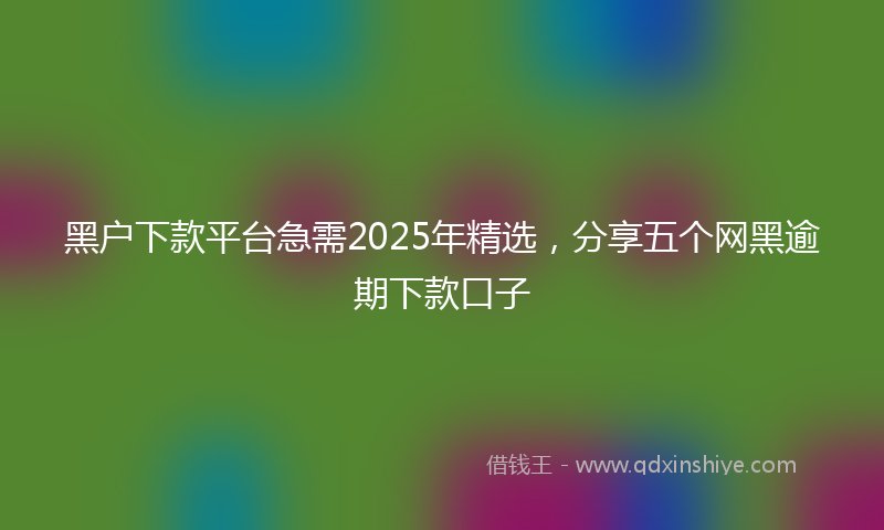 黑户下款平台急需2025年精选，分享五个网黑逾期下款口子