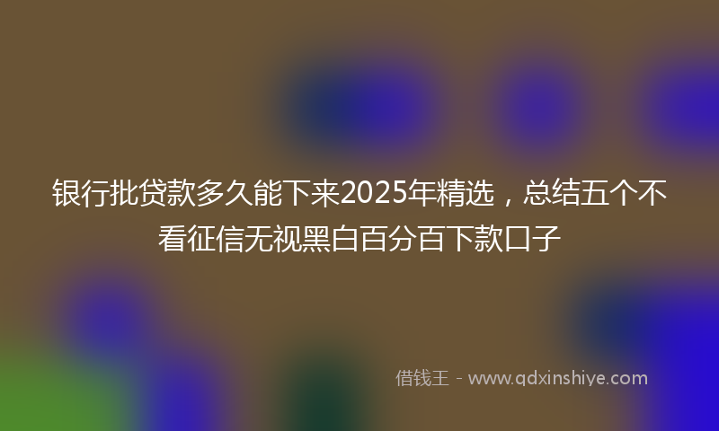 银行批贷款多久能下来2025年精选，总结五个不看征信无视黑白百分百下款口子