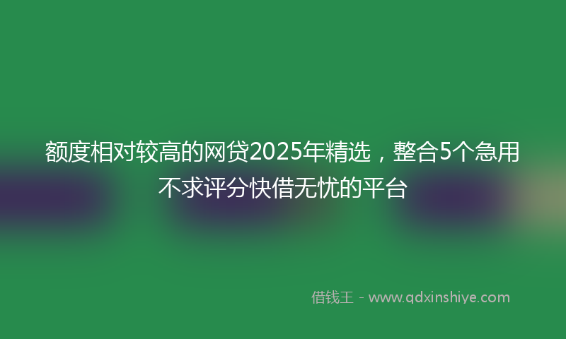 额度相对较高的网贷2025年精选，整合5个急用不求评分快借无忧的平台