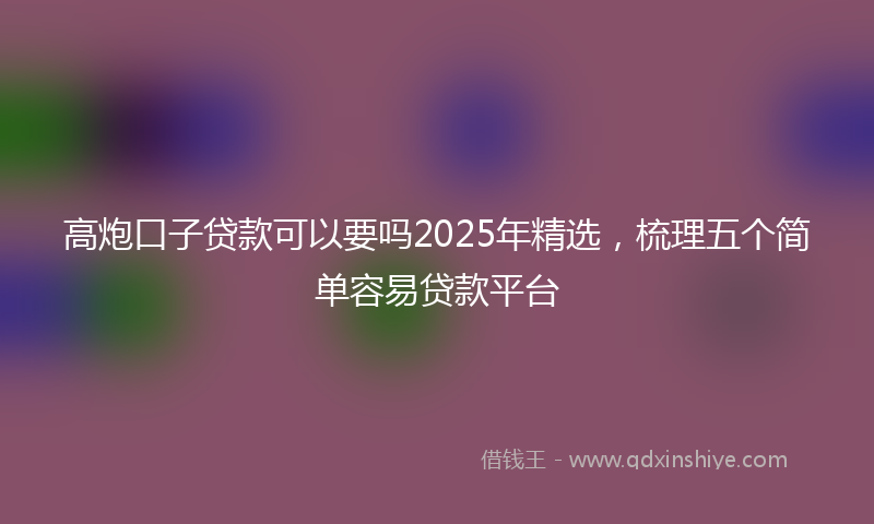 高炮口子贷款可以要吗2025年精选，梳理五个简单容易贷款平台