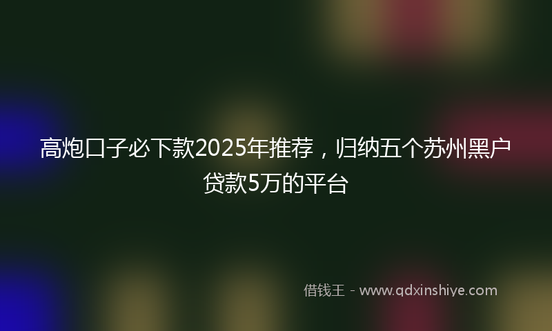 高炮口子必下款2025年推荐，归纳五个苏州黑户贷款5万的平台